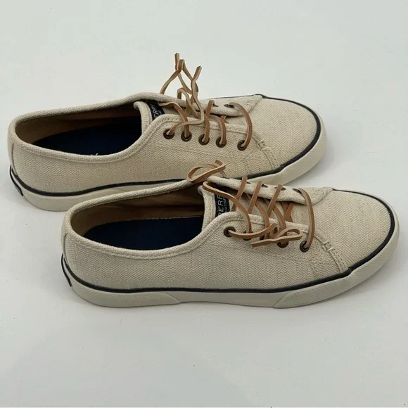SPERRY TOP-SIDER WOMENS CANVAS BOAT SHOES SZ 8M, LIKE NEW, PREOWNED - Picture 6 of 7